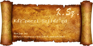 Köpeczi Szilárd névjegykártya